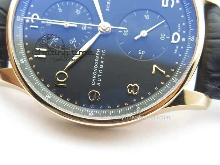 MIROTIME 0214 Portuguese Chrono RG IW371415 ZF 1:1 Best Edition Black Dial On Black Leather Strap A79350 (Slim Movement) FashionForward 7264